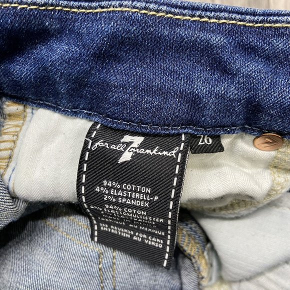 FOR ALL 7 MANKIND Boot Cut Stretch Blue Denim Cropped Jeans Women's Size 26 - Picture 11 of 12